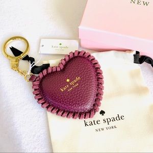 Kate Spade ♠️ Burgundy Leather Heart Keych…